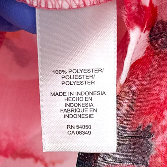NWT Jones New York Pink Bloom Signature Petite Sheer Blouse Red Black Size PP - Picture 10 of 14